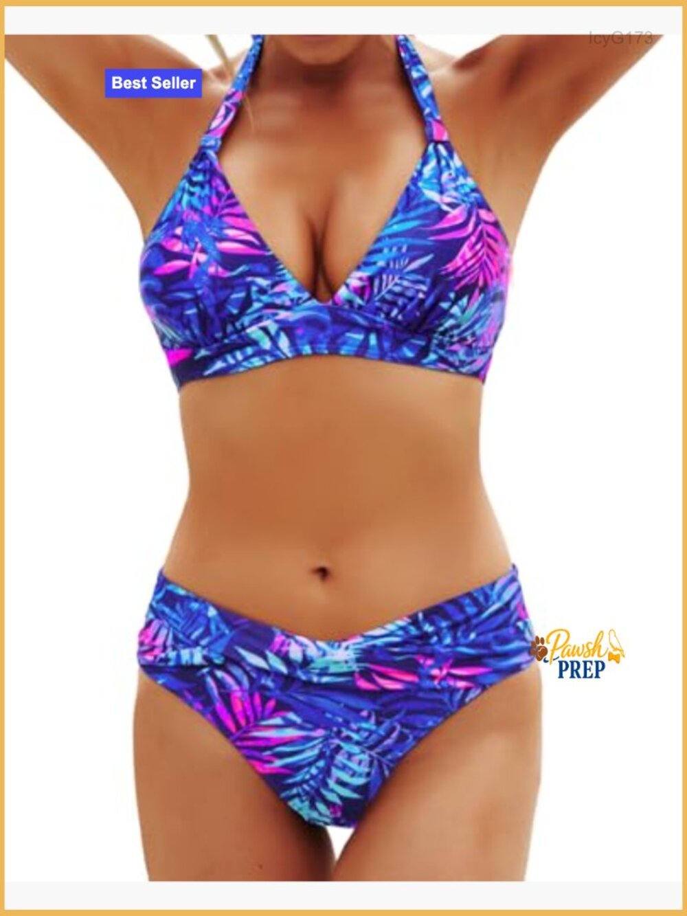 Halter Push Up Bikini Set Two Piece Vintage Swimsuit - Picture 6 of 7